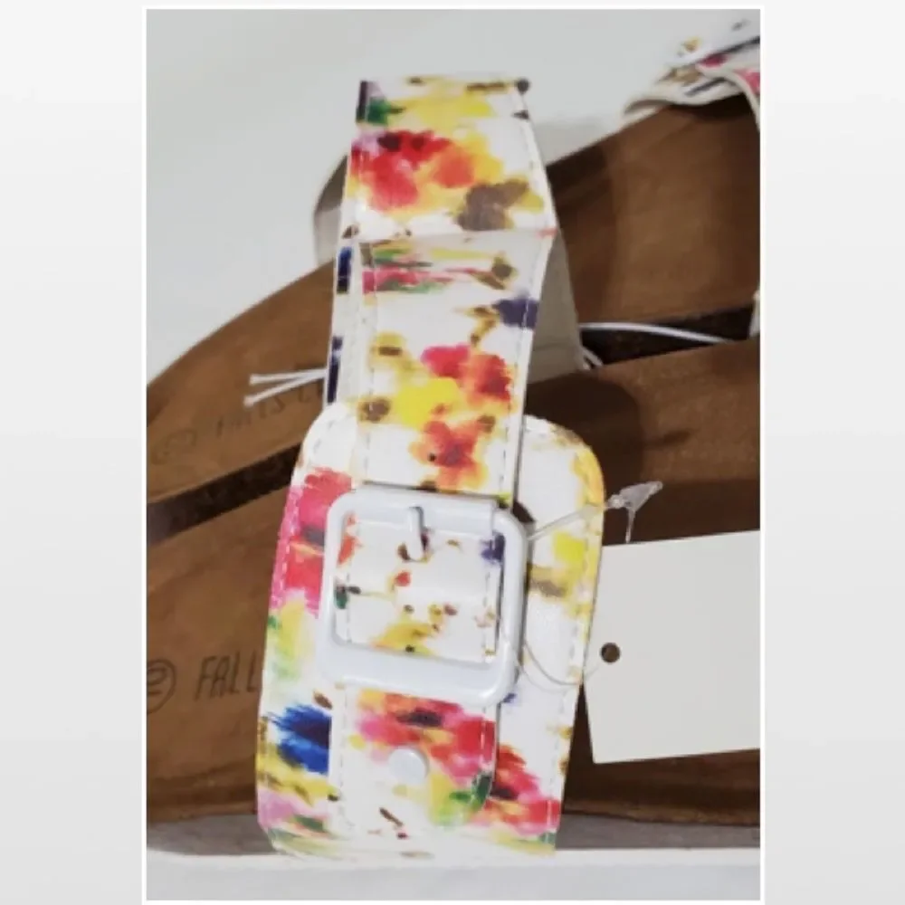 New Falls Creek Shoes Sandals Womens Size 10 Slip On White Floral Cork NWT